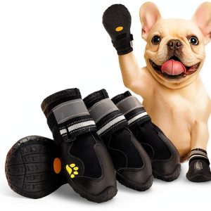 AOKOWN Dog Boots Durable Rubber Soles Double Straps Pet-0