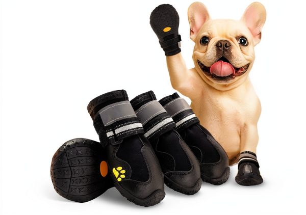 AOKOWN Dog Boots Durable Rubber Soles Double Straps Pet-0