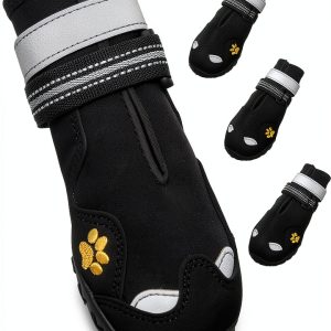FISHOAKY Dog Boots Waterproof Anti Slip Reflective Pet Shoes-0