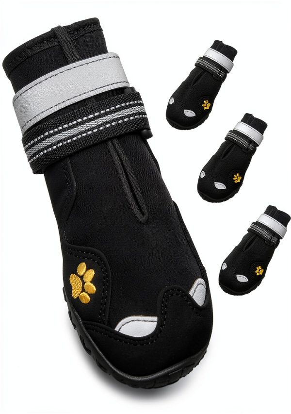 FISHOAKY Dog Boots Waterproof Anti Slip Reflective Pet Shoes-0