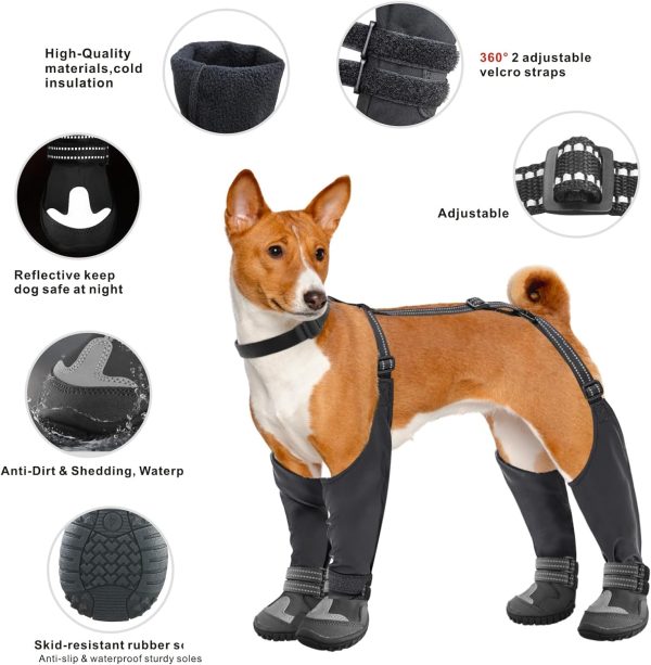 Dog Boots Waterproof Anti Slip Dog Boots for Medium Large-4