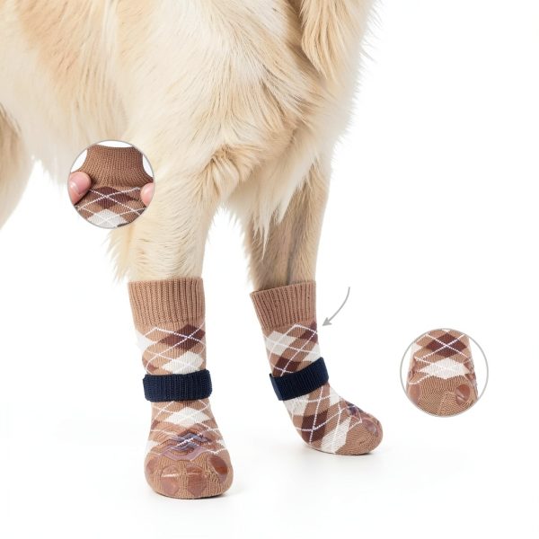 EXPAWLORER Dog Socks Anti Slip Paw Protectors Pink Black-2