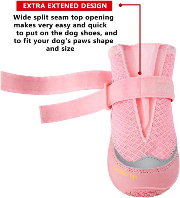 QUMY Dog Boots Breathable Mesh Anti Slip Sole Adjustable-3
