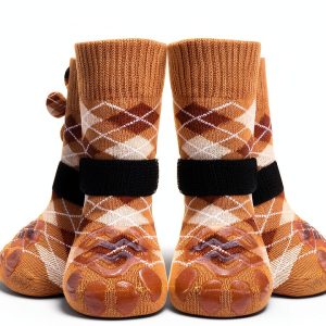 EXPAWLORER Dog Socks Anti Slip Paw Protectors Pink Black-0