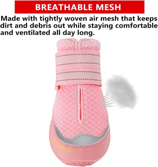QUMY Dog Boots Breathable Mesh Anti Slip Sole Reflective-2