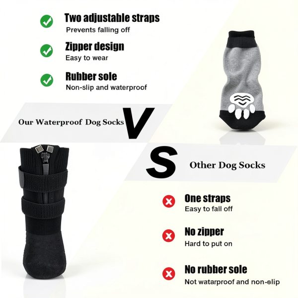 VALFRID Dog Boots Waterproof Non-Slip Pet Paw Protectors-2