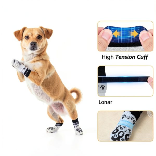 ROUWINNE Dog Socks Non Slip Grip Cotton Blend-1