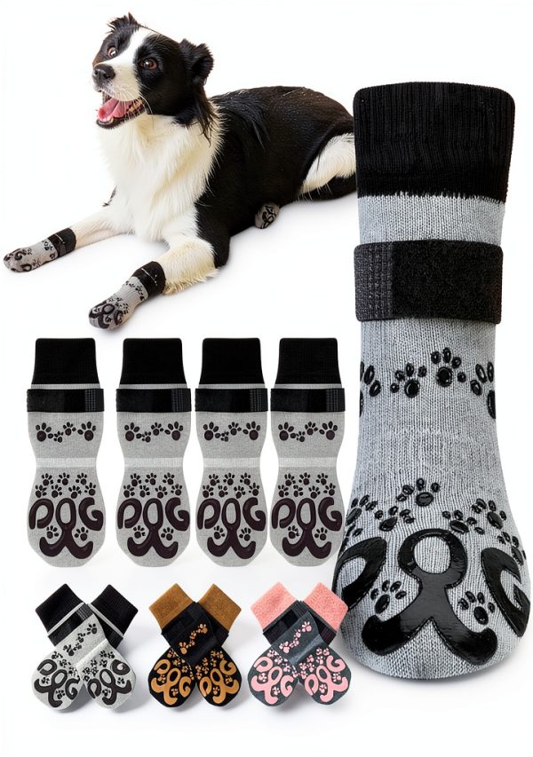 ROUWINNE Dog Socks Non Slip Grip Cotton Blend-0