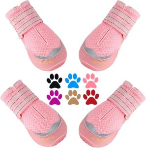 QUMY Dog Boots Breathable Mesh Anti Slip Sole Reflective-0