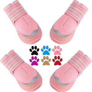 QUMY Dog Boots Breathable Mesh Anti Slip Sole Reflective-0