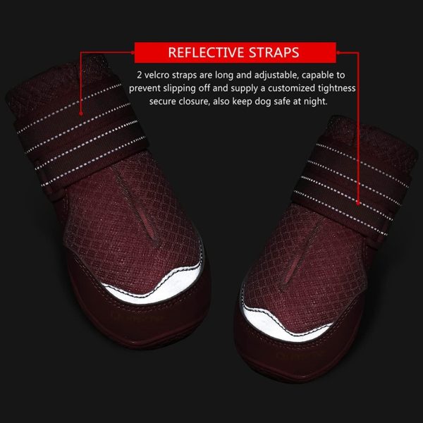 QUMY Dog Boots Breathable Mesh Anti Slip Sole Adjustable-4