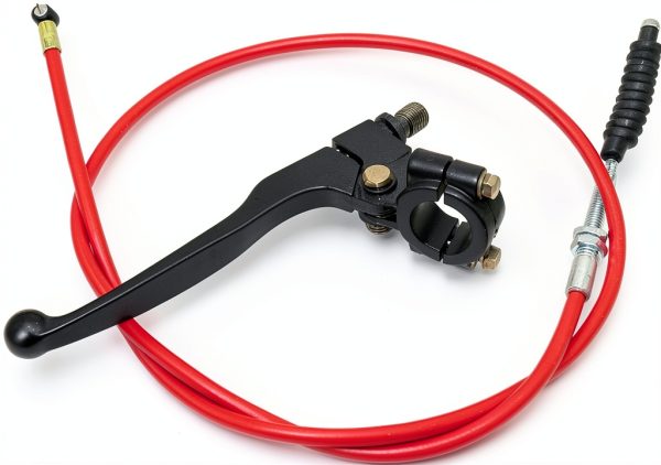 DJ-Motor Polished Silver Red 22mm Clutch Lever Cable for Pit Dirt-0